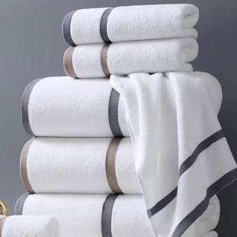 Ultra Soft luxury Hotel Quality Bathroom Shower banded bath towel set