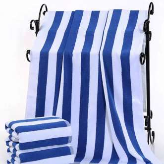 Cabana Stripe Beach Towel Oversized 100% Cotton Pool Towels Highly Absorbent Quick Dry Bath Towels for Bathroom