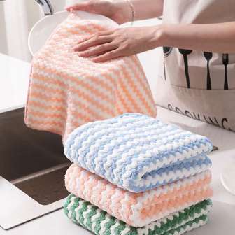 Coral Fleece Super Absorbent Microfiber Cleaning Cloths, Reusable Stain Remover