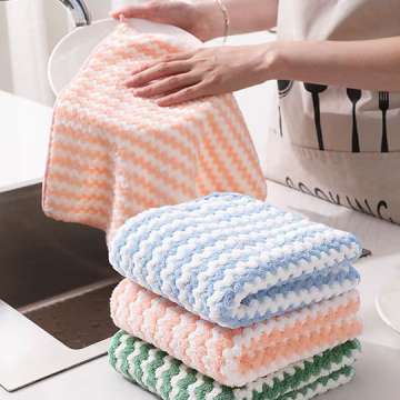Coral Fleece Super Absorbent Microfiber Cleaning Cloths, Reusable Stain Remover