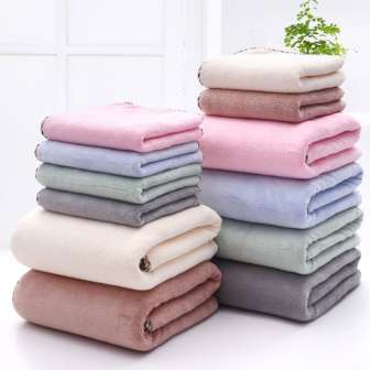 Factory wholesale Ultra Soft Coral Fleece towels sets with solid colors