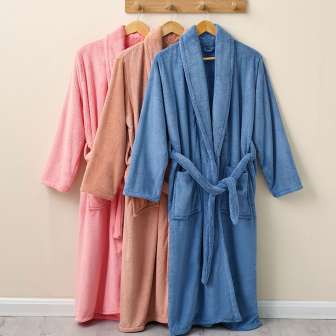 Plush Kimono Soft Warm Fleece Bathrobe for women