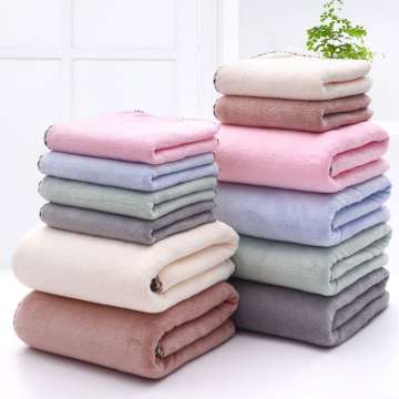 Factory wholesale Ultra Soft Coral Fleece towels sets with solid colors