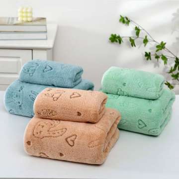 Ultra Soft Super Absorbent Multipurpose Microfiber/Coral Fleece Towel Set