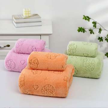 New arrival super soft 2 pcs coral fleece bath towel set