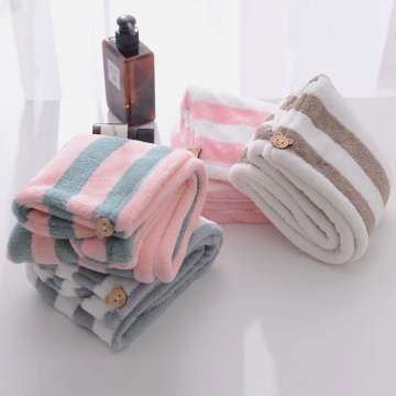 Rapid drying coral fleece hair towel wrap for women