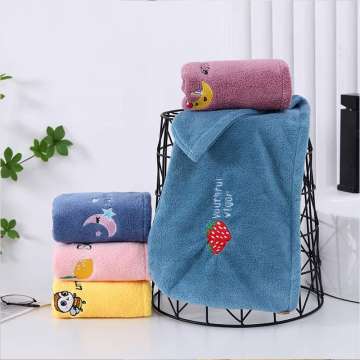 Super Absorbent Coral Fleece Ladies Hair Towel with embroidery