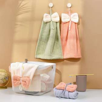 Microfiber Hand Towels with Hanging Loop Coral Fleece Hanging Kitchen Towels Quick Drying Dish Cloth