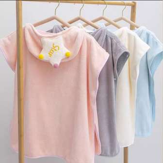 Premium coral fleece hooded towel for kids